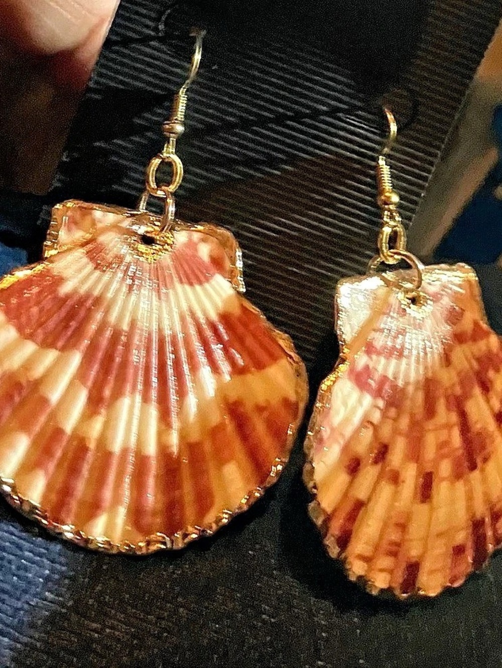 Shell Drop Earrings in Orange & Cream